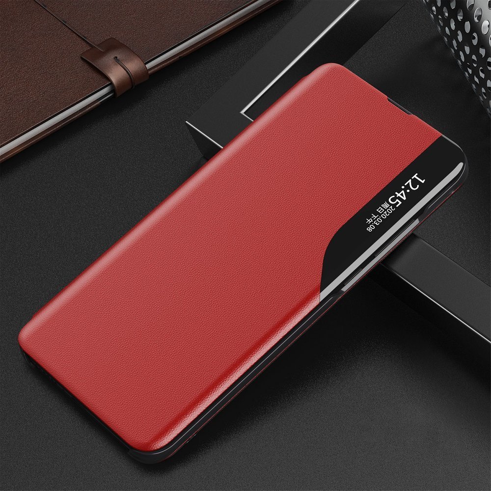 Side Clear View Standing Cover za Xiaomi Redmi Note 10/10s rdeči